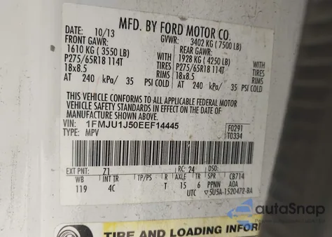 2014 Ford Expedition Xlt from USA, damaged, VIN 1FMJU1J50EEF14445